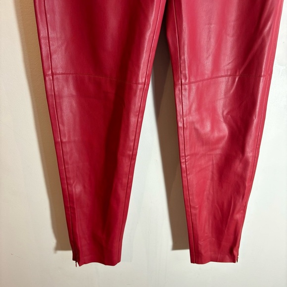 ZARA Sz M Vegan Leather High Rise Zipper at Ankle Unlined Trousers Leggings NEW - Picture 5 of 15